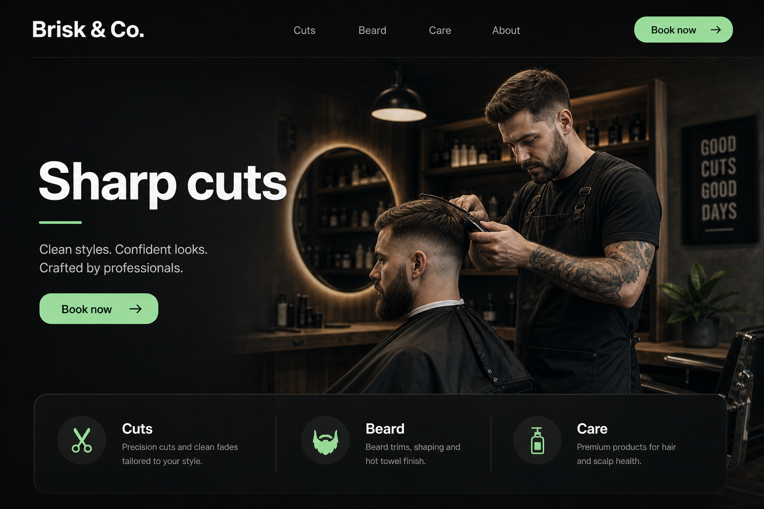 Brisk & Co.: Barber website